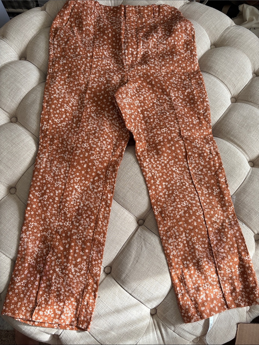 Free People Rust Floral Wide-Leg Casual Pants